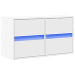 Vegghengt Tv-Benk Med Led Hvit 80X31X45 Cm