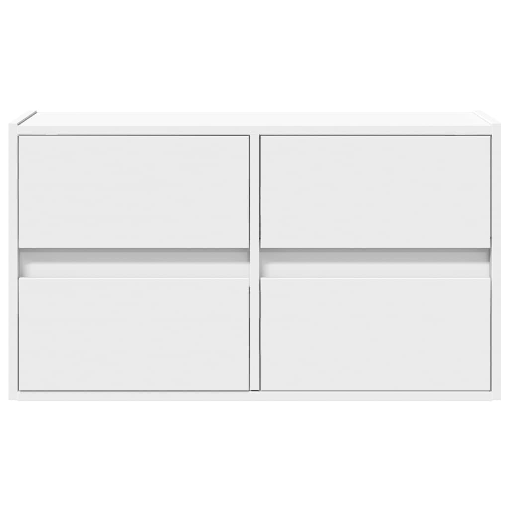 Vegghengt Tv-Benk Med Led Hvit 80X31X45 Cm