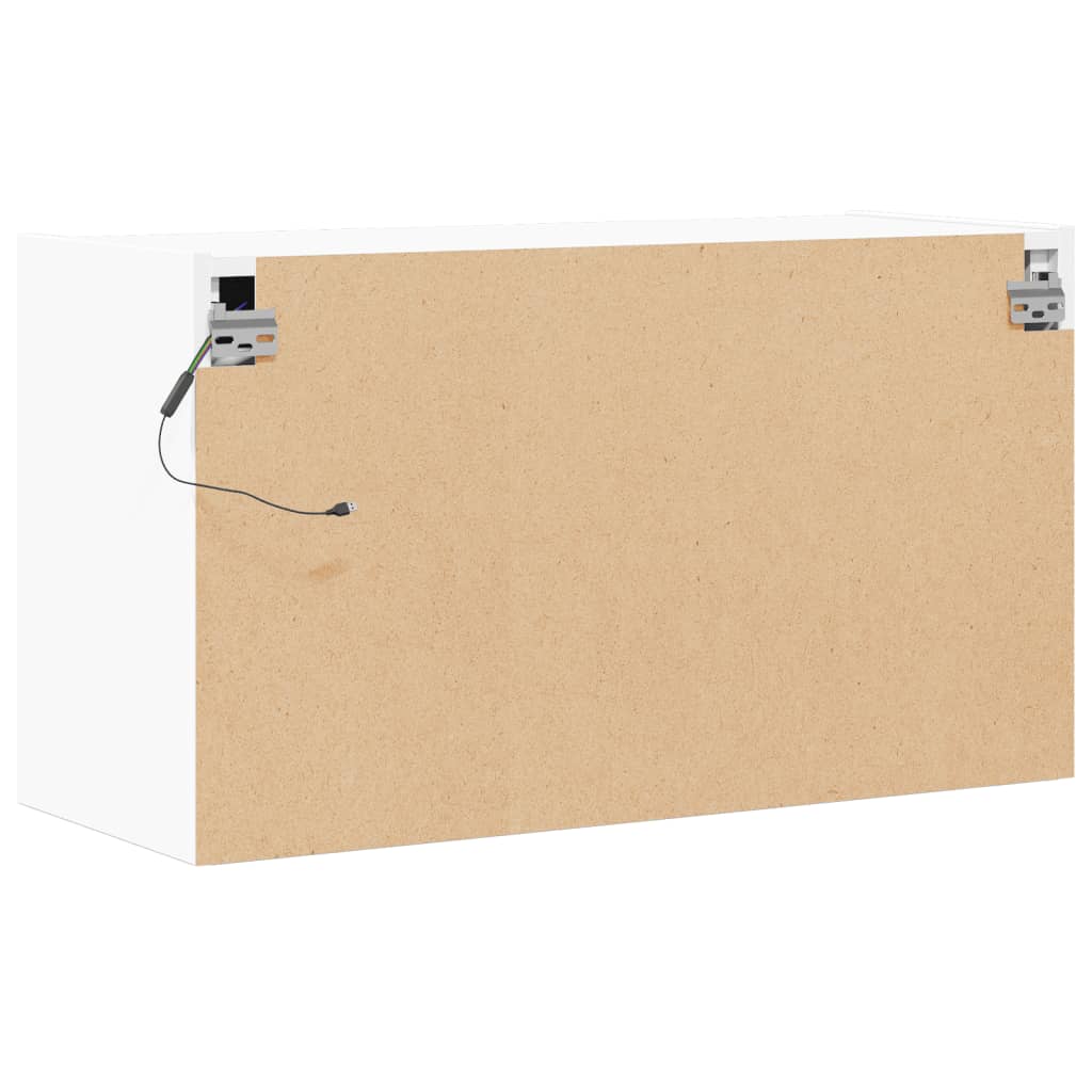 Vegghengt Tv-Benk Med Led Hvit 80X31X45 Cm
