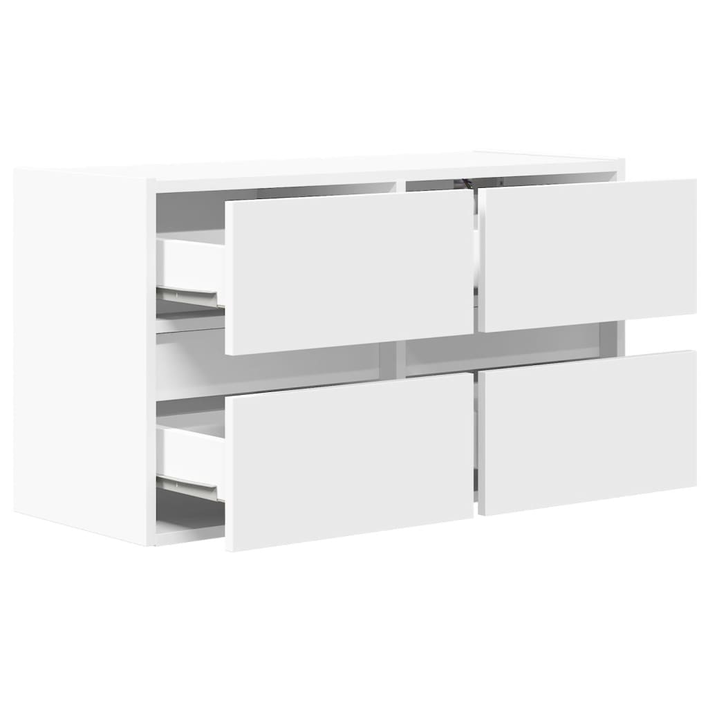 Vegghengt Tv-Benk Med Led Hvit 80X31X45 Cm