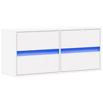 Vegghengt Tv-Benk Med Led Hvit 100X31X45 Cm