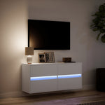 Vegghengt Tv-Benk Med Led Hvit 100X31X45 Cm