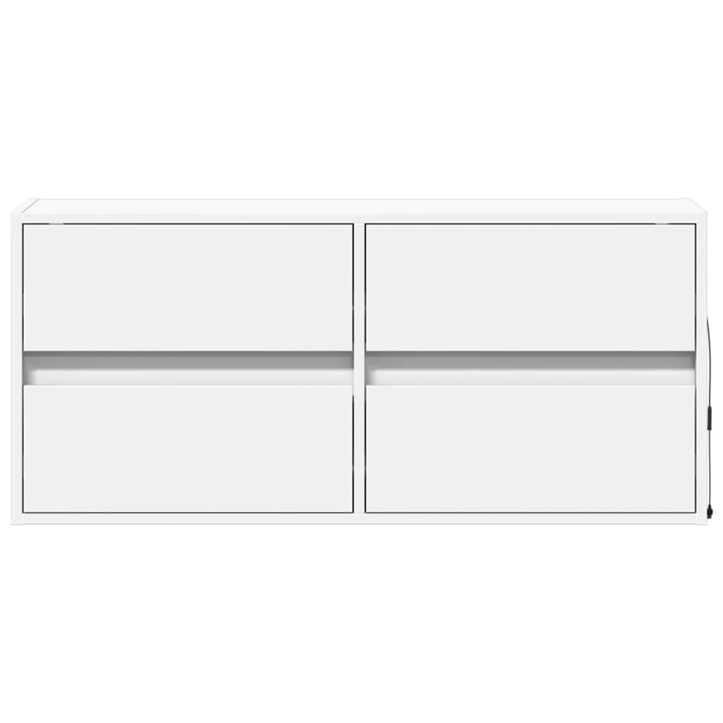Vegghengt Tv-Benk Med Led Hvit 100X31X45 Cm
