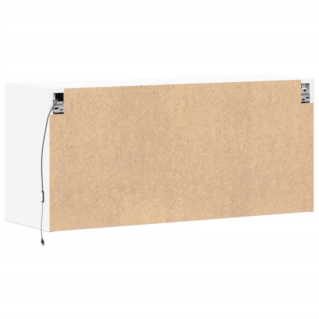 Vegghengt Tv-Benk Med Led Hvit 100X31X45 Cm