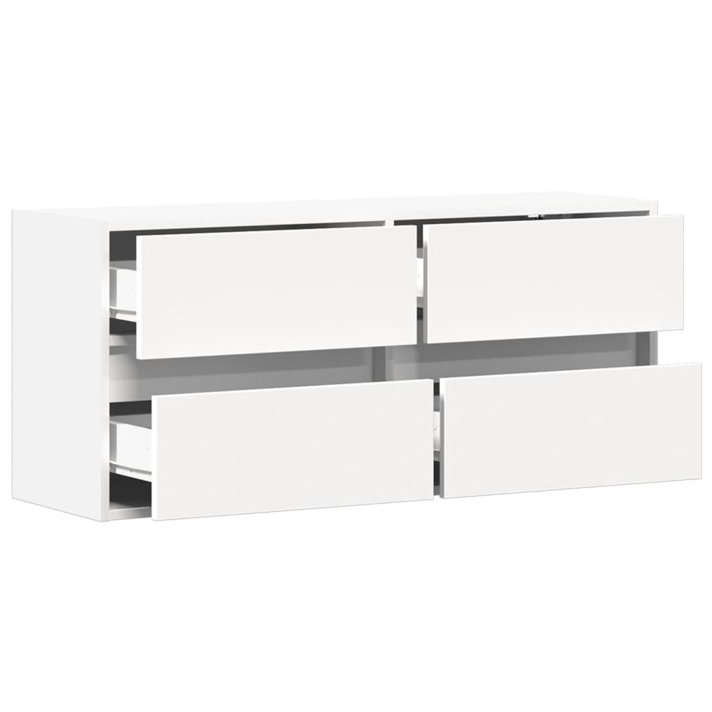 Vegghengt Tv-Benk Med Led Hvit 100X31X45 Cm