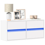 Vegghengt Tv-Benk Med Led Hvit 100X31X45 Cm