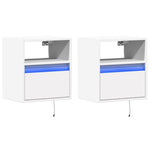 Vegghengte Tv-Benker Med Led 2 Stk Hvit 41X31X45 Cm
