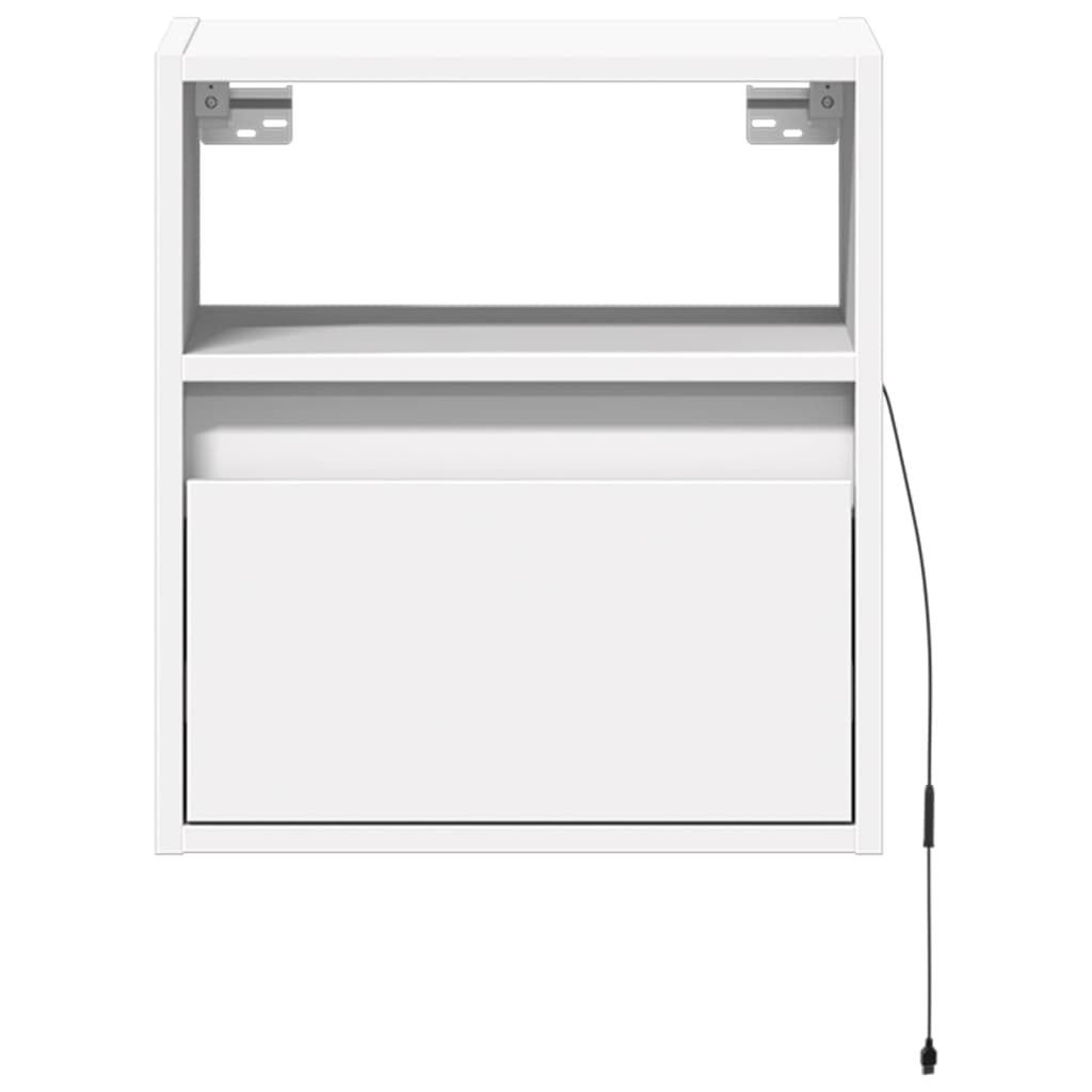 Vegghengte Tv-Benker Med Led 2 Stk Hvit 41X31X45 Cm