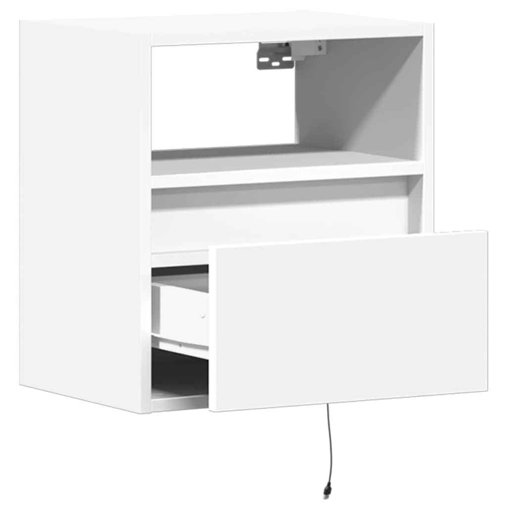 Vegghengte Tv-Benker Med Led 2 Stk Hvit 41X31X45 Cm