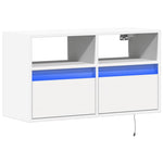 Vegghengt Tv-Benk Med Led Hvit 80X31X45 Cm