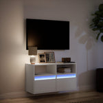 Vegghengt Tv-Benk Med Led Hvit 80X31X45 Cm
