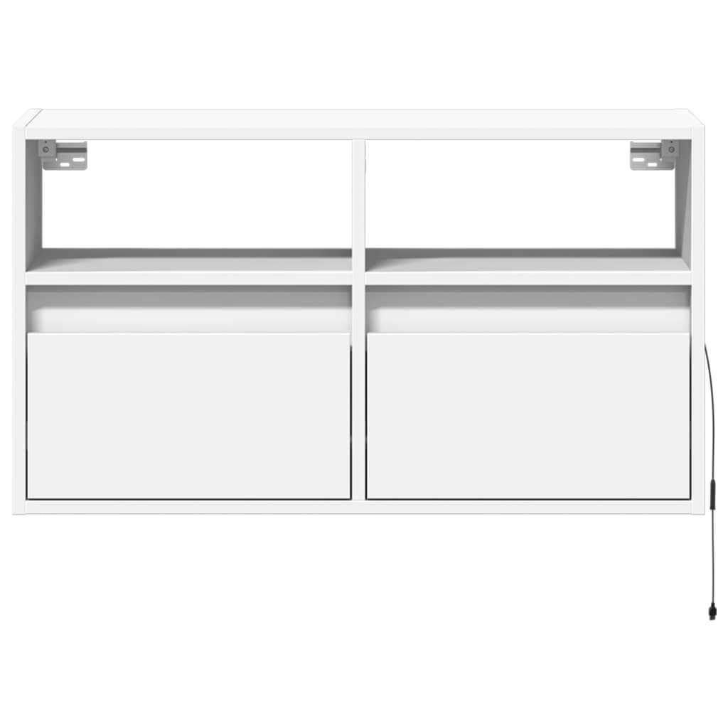 Vegghengt Tv-Benk Med Led Hvit 80X31X45 Cm
