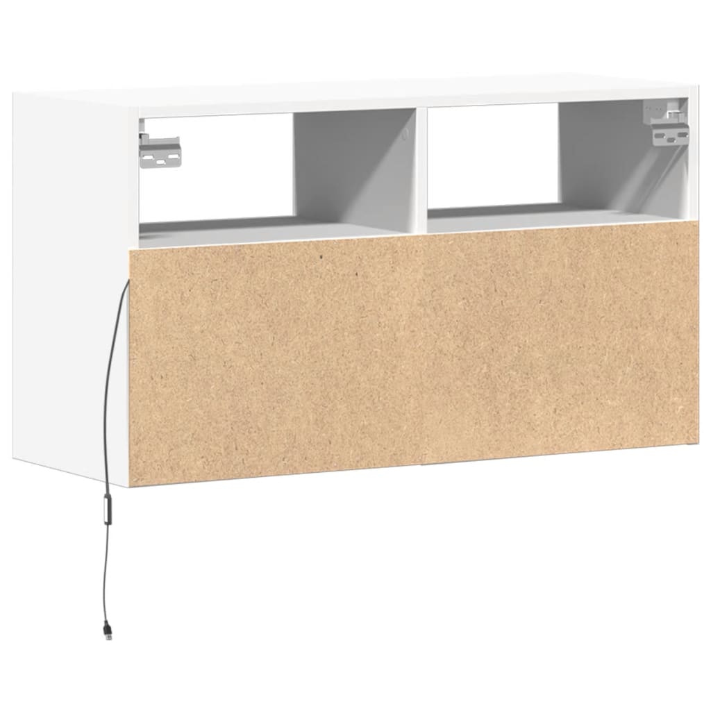Vegghengt Tv-Benk Med Led Hvit 80X31X45 Cm