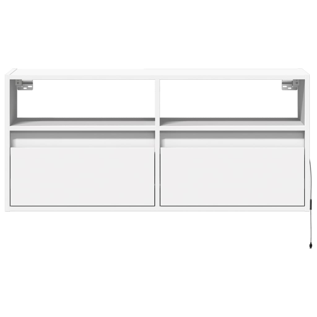 Vegghengt Tv-Benk Med Led Hvit 100X31X45 Cm