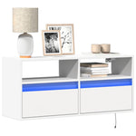 Vegghengt Tv-Benk Med Led Hvit 100X31X45 Cm