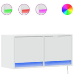 Vegghengt Tv-Benk Med Led Hvit 80X31X35 Cm