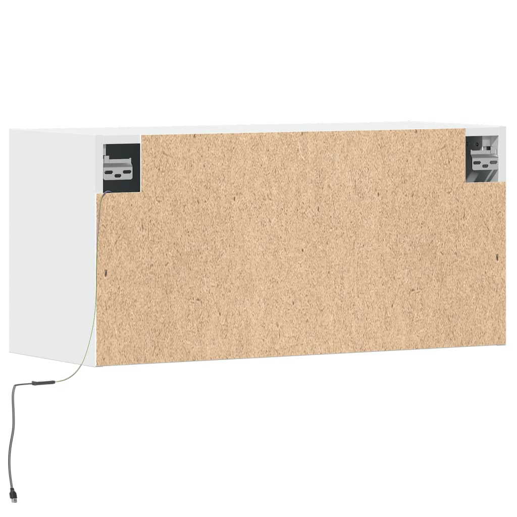 Vegghengt Tv-Benk Med Led Hvit 80X31X35 Cm
