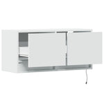Vegghengt Tv-Benk Med Led Hvit 80X31X35 Cm
