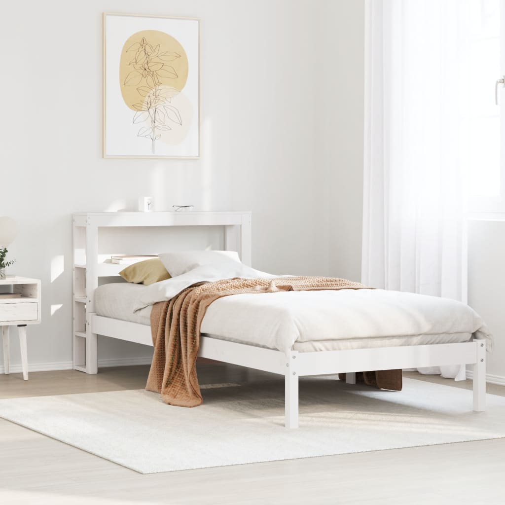 Sengeramme Uten Madrass Hvit 75X190 Cm Heltre Furu