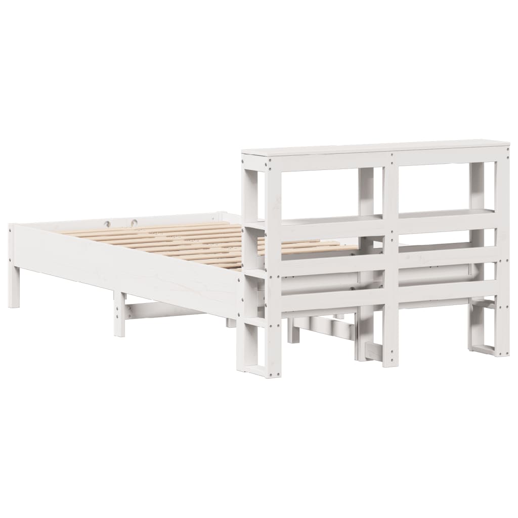 Sengeramme Uten Madrass Hvit 75X190 Cm Heltre Furu