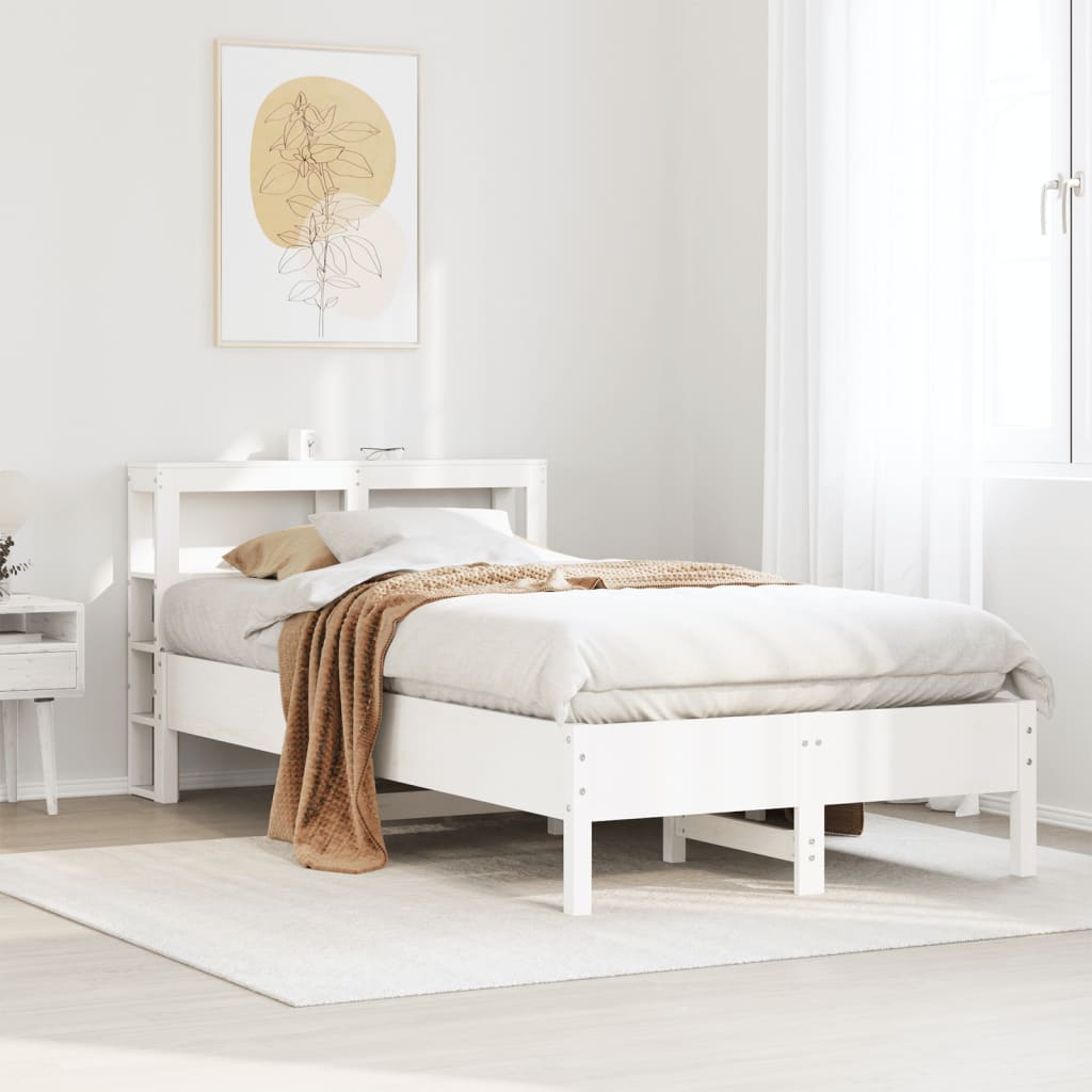 Sengeramme Uten Madrass Hvit 75X190 Cm Heltre Furu