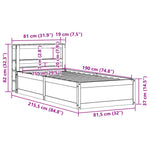 Sengeramme Med Hodegavl Hvit 75X190 Cm Heltre Furu