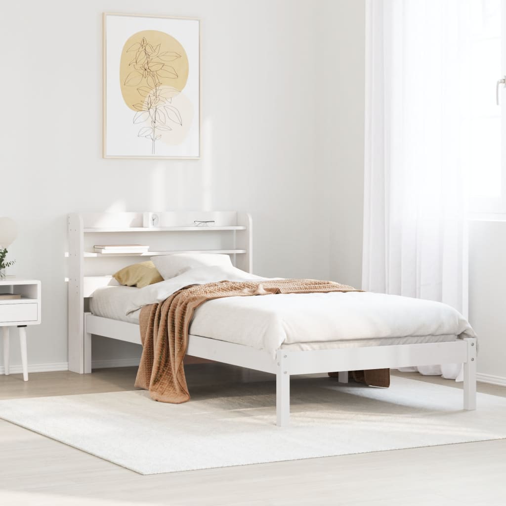 Sengeramme Uten Madrass Hvit 75X190 Cm Heltre Furu