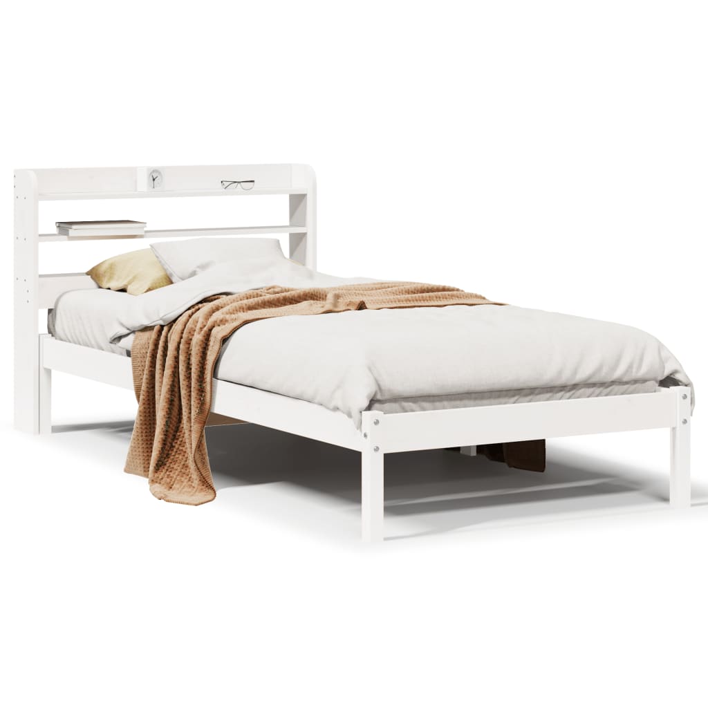 Sengeramme Uten Madrass Hvit 90X190 Cm Heltre Furu