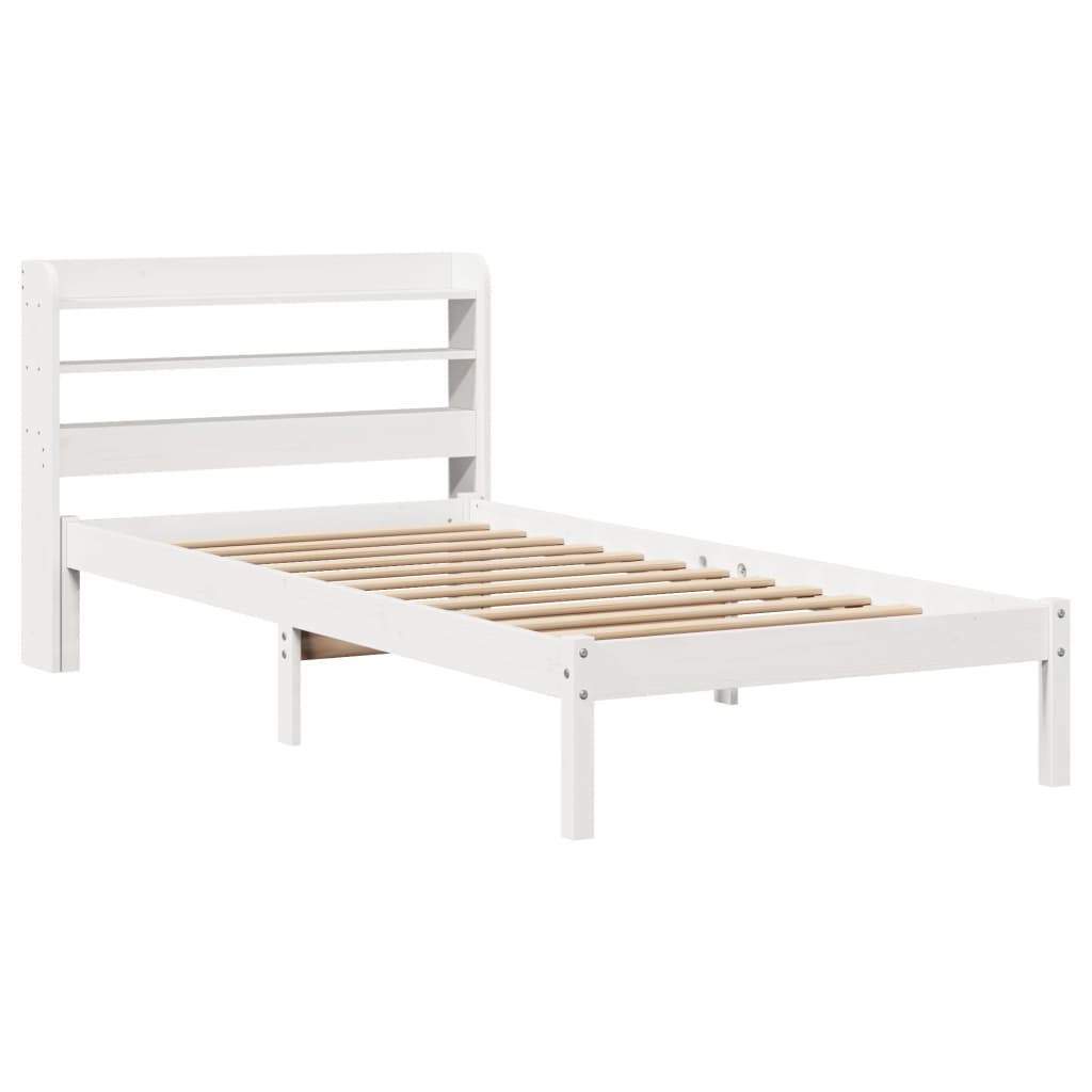 Sengeramme Uten Madrass Hvit 90X190 Cm Heltre Furu