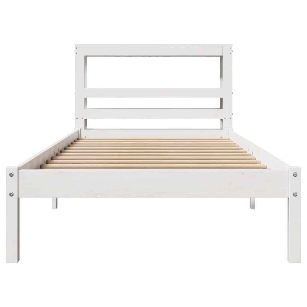 Sengeramme Uten Madrass Hvit 90X200 Cm Heltre Furu