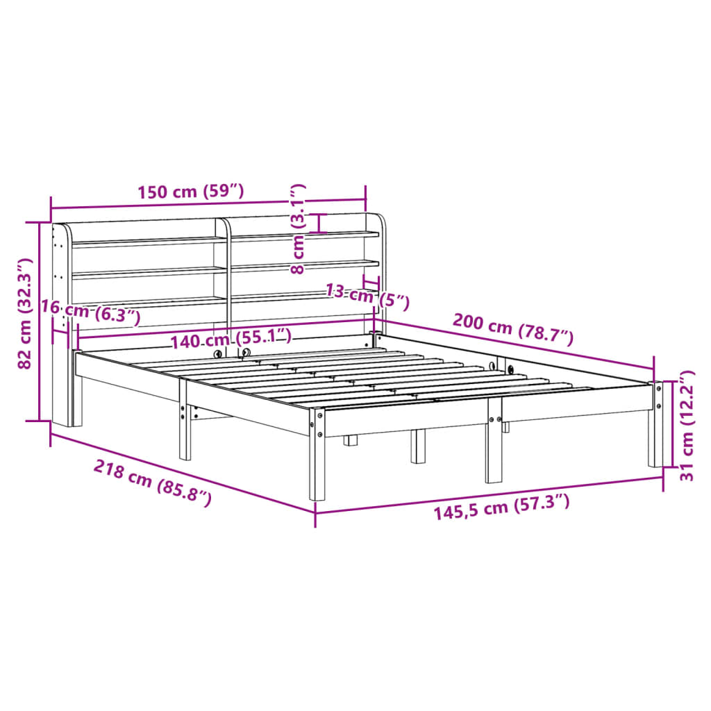 Sengeramme Uten Madrass 140X200 Cm Heltre Furu