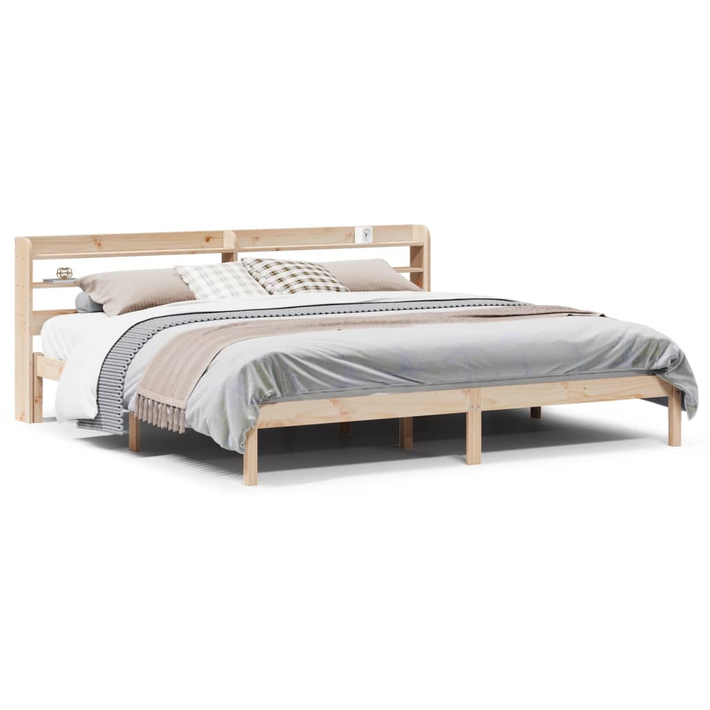 Sengeramme Med Madrass 200X200 Cm Heltre Furu