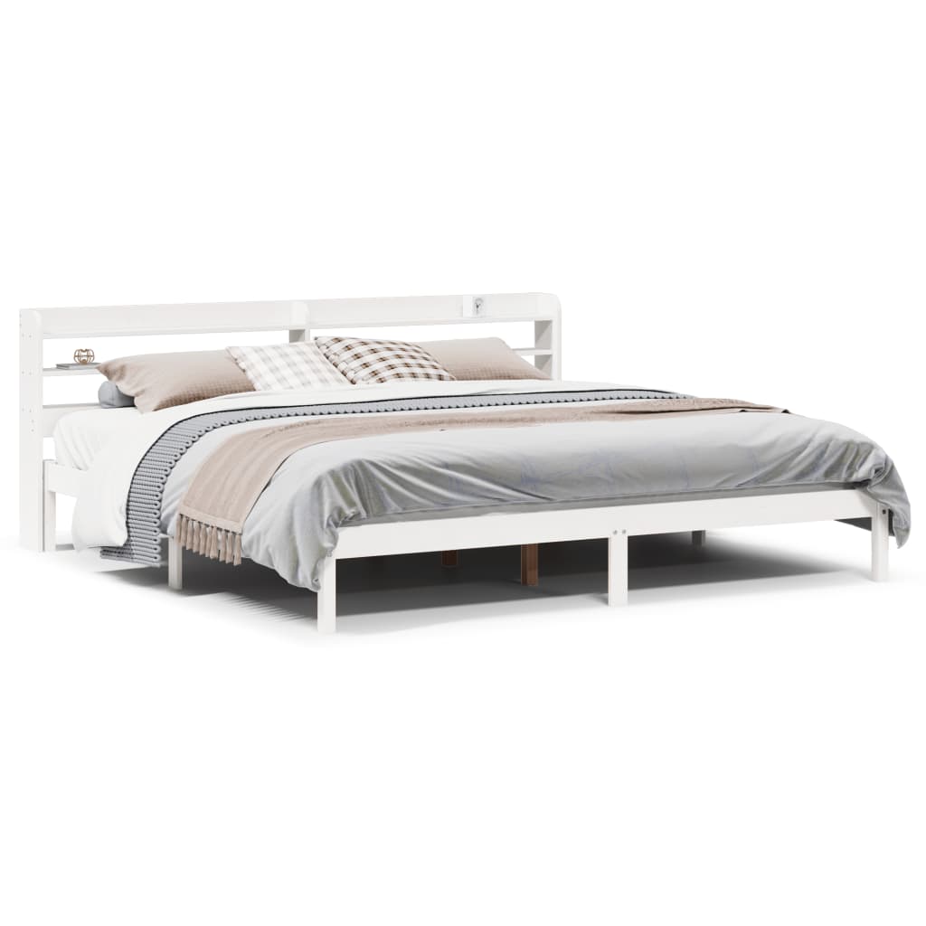 Sengeramme Med Madrass Hvit 200X200 Cm Heltre Furu