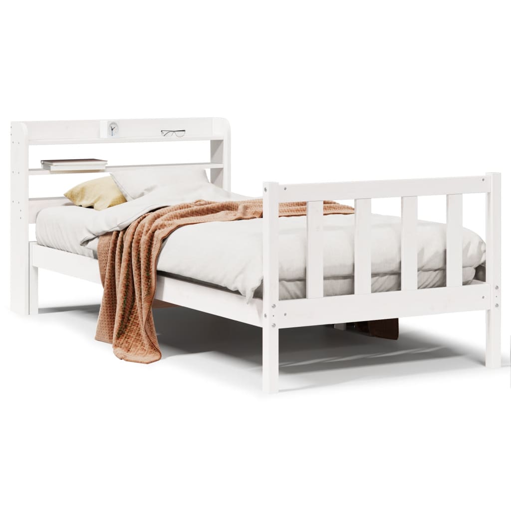 Sengeramme Uten Madrass Hvit 75X190 Cm Heltre Furu