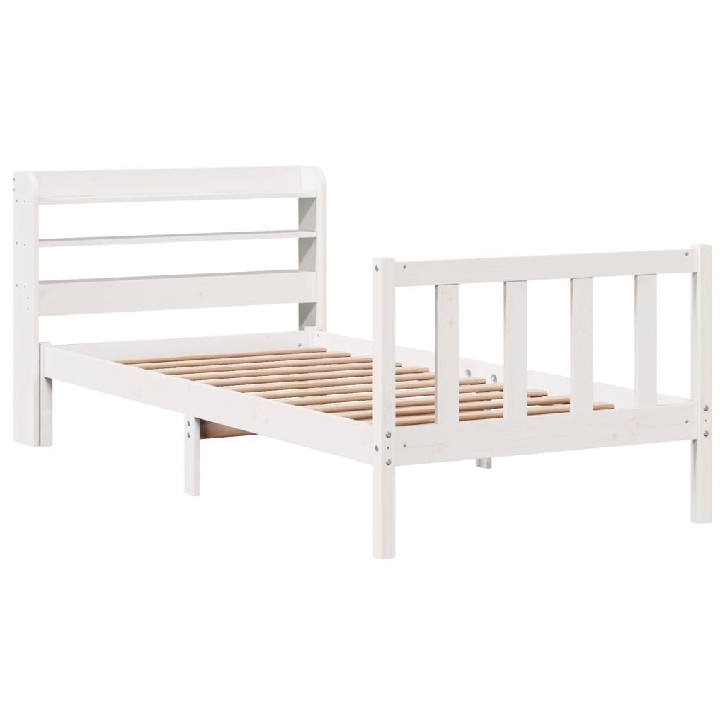 Sengeramme Uten Madrass Hvit 75X190 Cm Heltre Furu