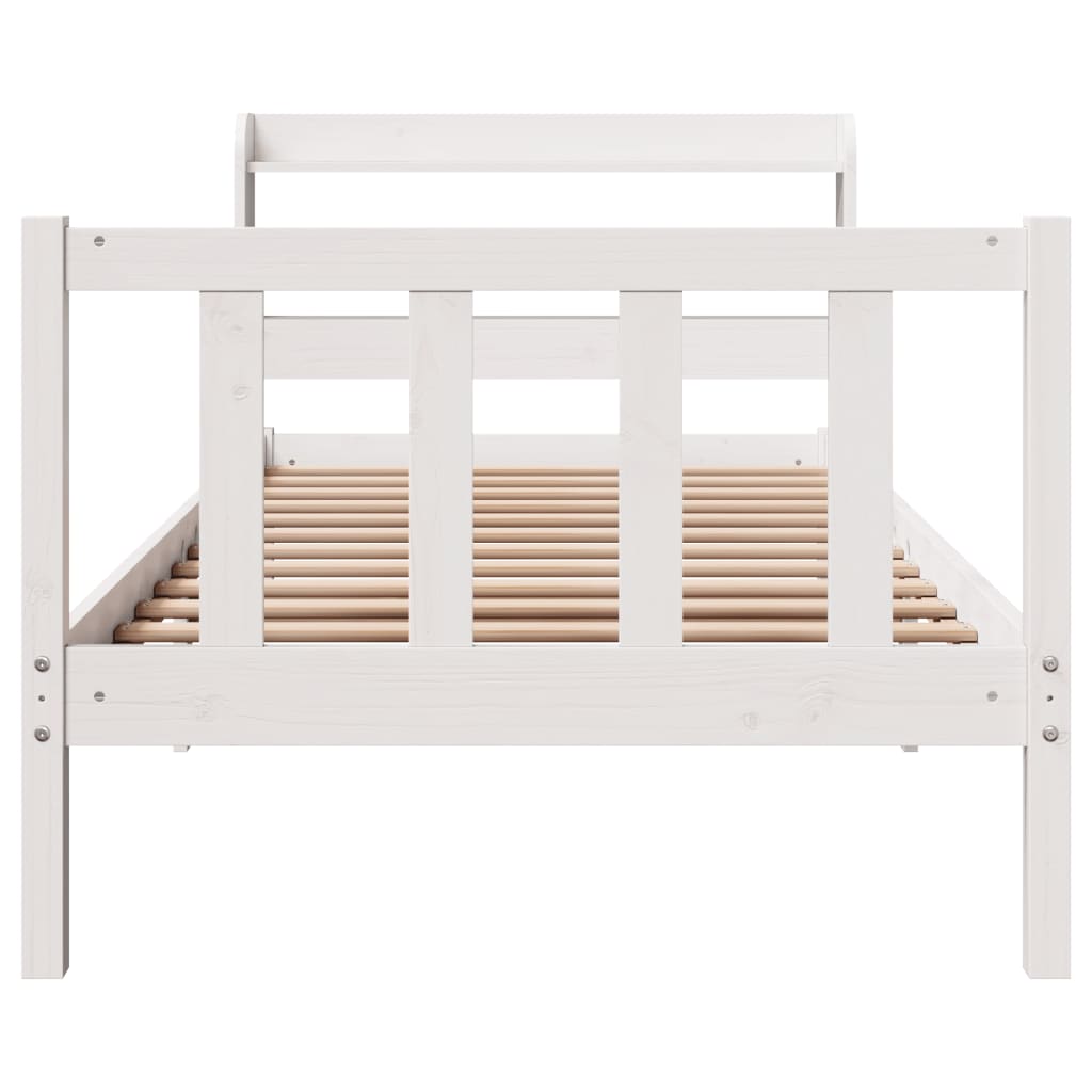 Sengeramme Uten Madrass Hvit 75X190 Cm Heltre Furu