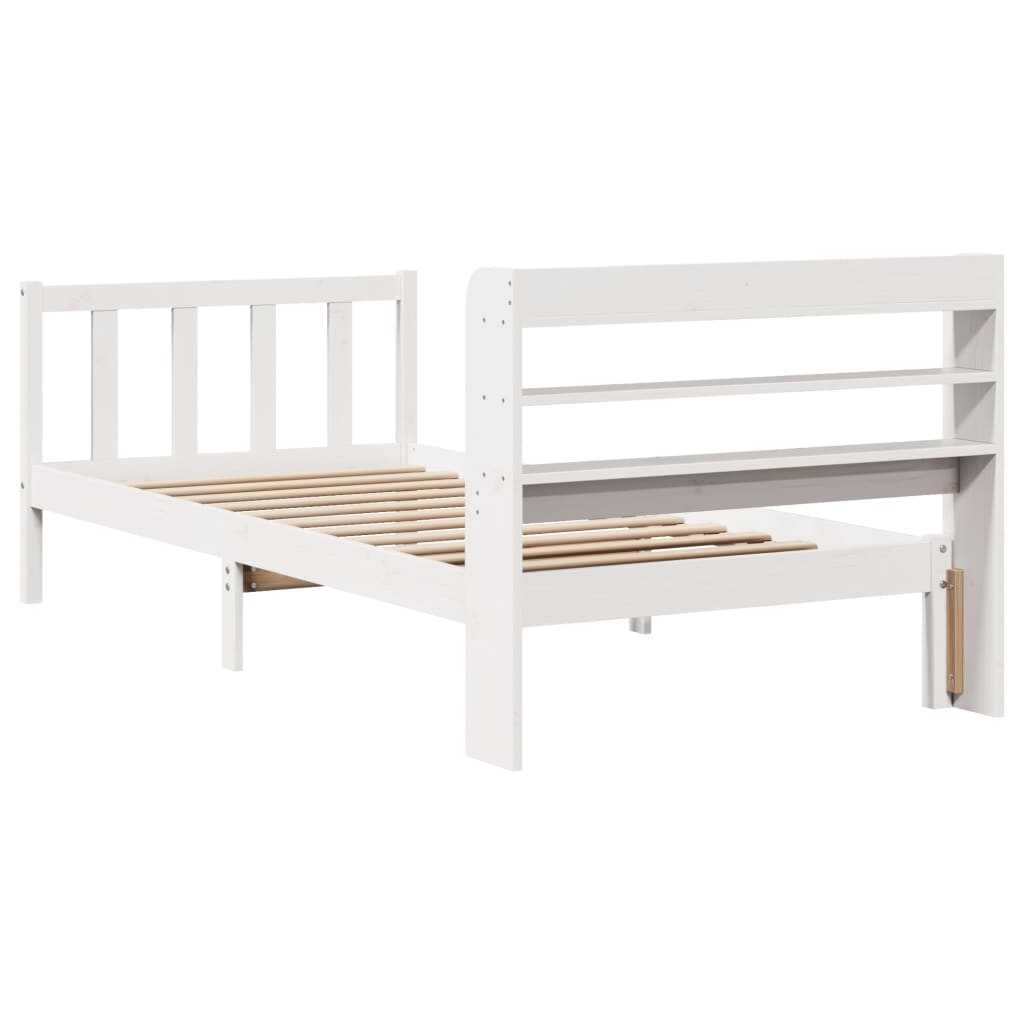 Sengeramme Uten Madrass Hvit 75X190 Cm Heltre Furu