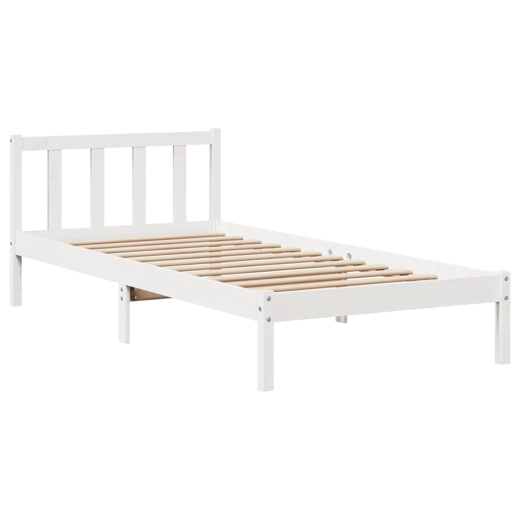 Sengeramme Uten Madrass Hvit 75X190 Cm Heltre Furu