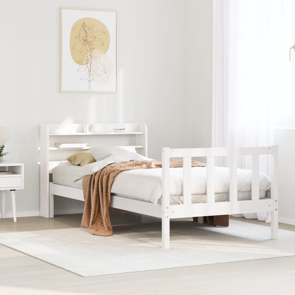Sengeramme Uten Madrass Hvit 75X190 Cm Heltre Furu