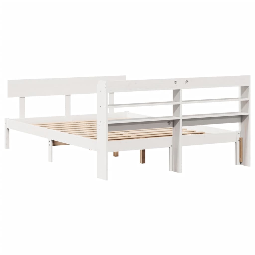 Sengeramme Uten Madrass Hvit 160X200 Cm Heltre Furu