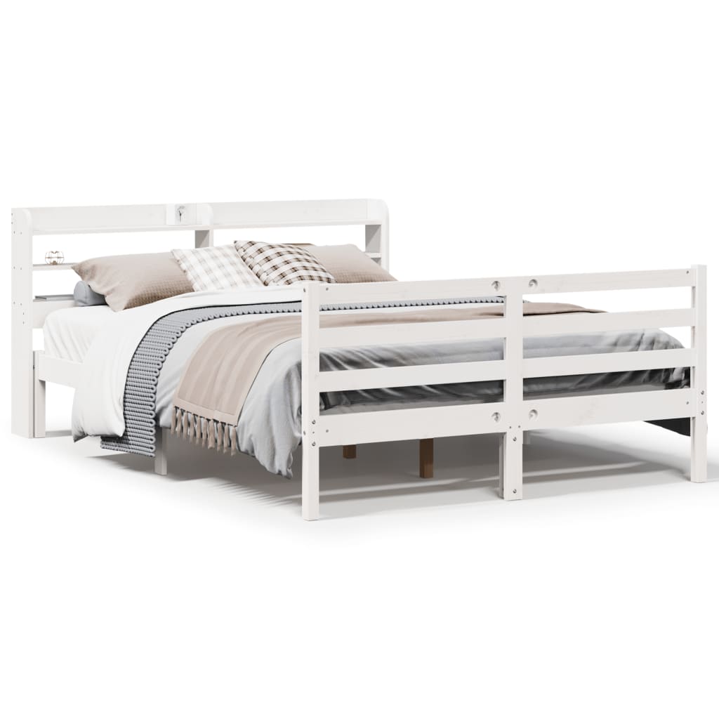 Sengeramme Med Hodegavl Hvit 120X190 Cm Heltre Furu