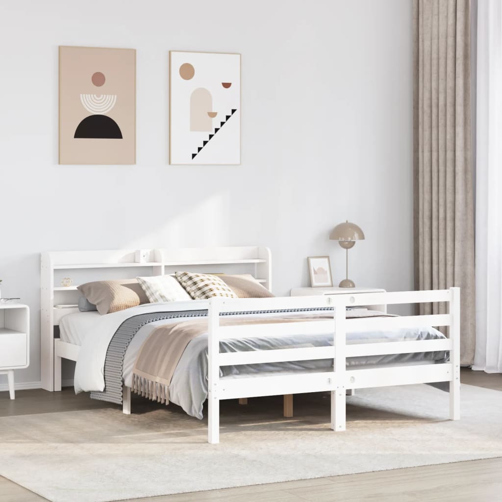 Sengeramme Med Hodegavl Hvit 120X190 Cm Heltre Furu