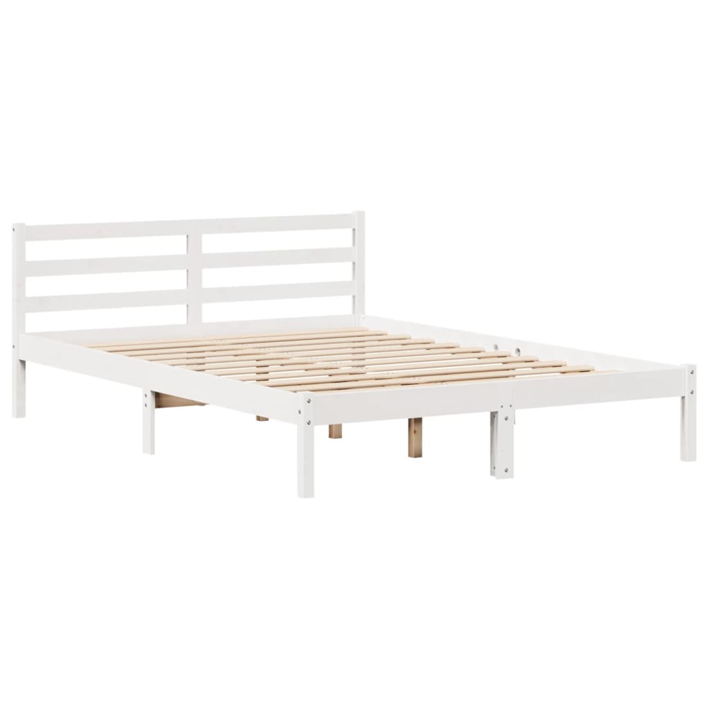 Sengeramme Med Hodegavl Hvit 140X190 Cm Heltre Furu