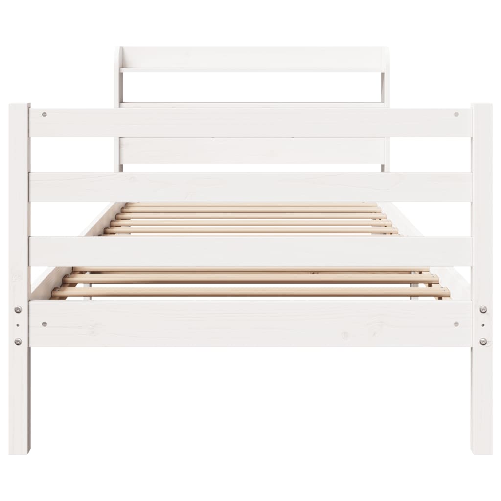 Sengeramme Med Hodegavl Hvit 90X200 Cm Heltre Furu