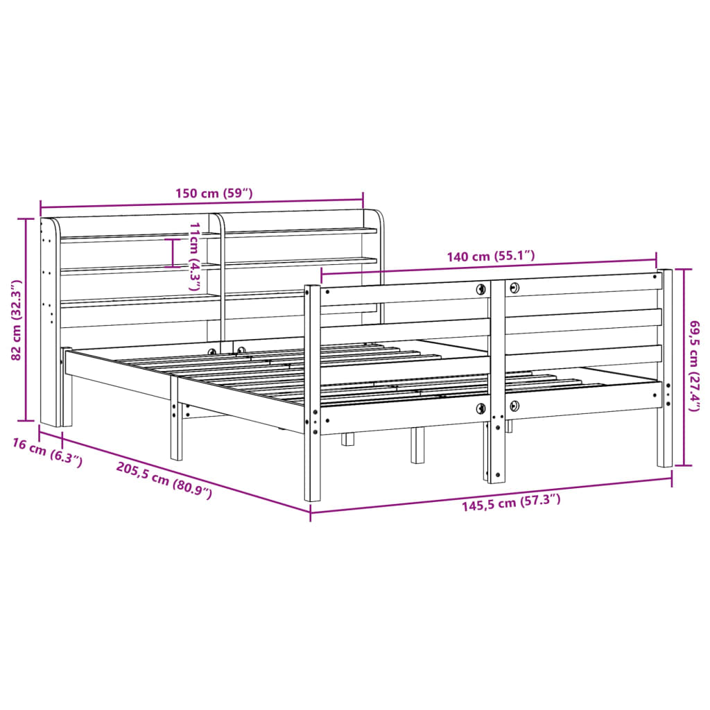 Sengeramme Med Hodegavl 140X200 Cm Heltre Furu