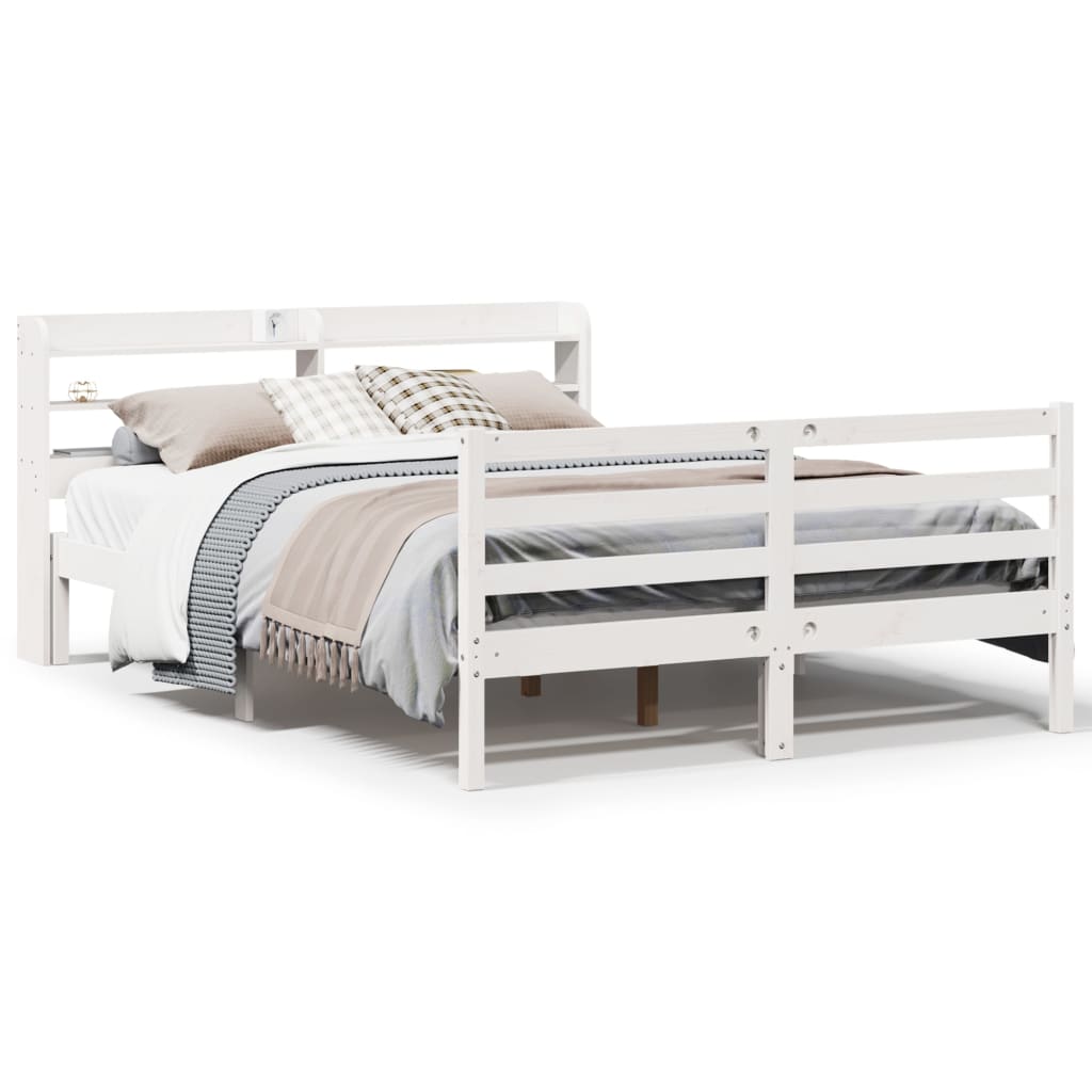 Sengeramme Med Hodegavl Hvit 140X200 Cm Heltre Furu