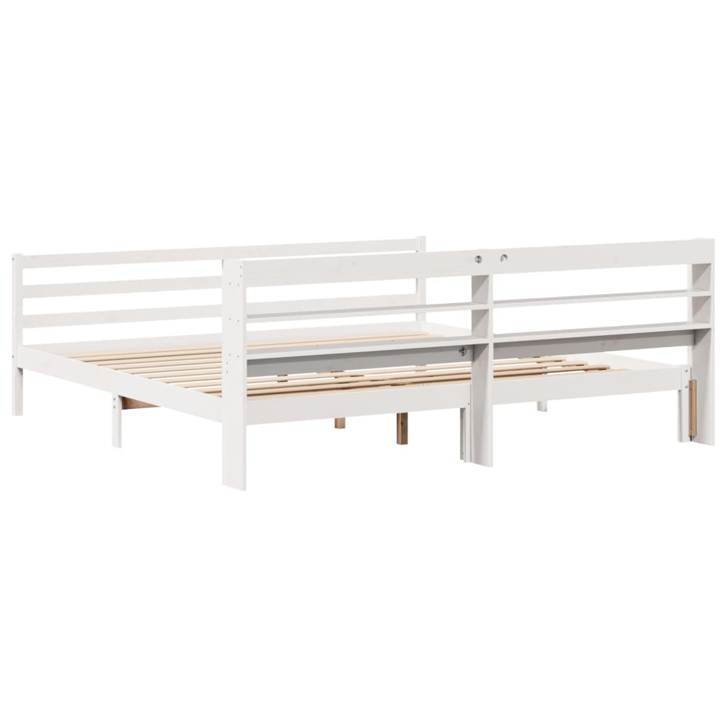 Sengeramme Med Hodegavl Hvit 200X200 Cm Heltre Furu