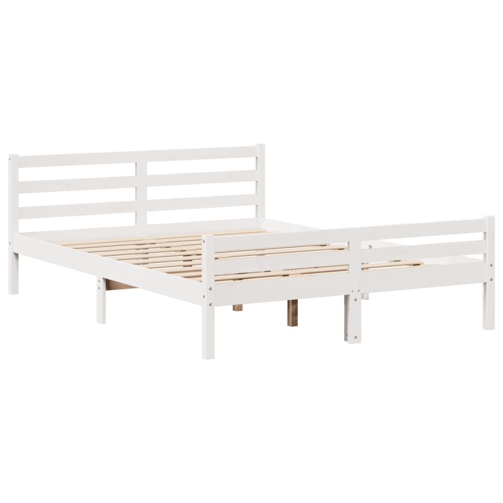 Sengeramme Med Hodegavl Hvit 140X200 Cm Heltre Furu