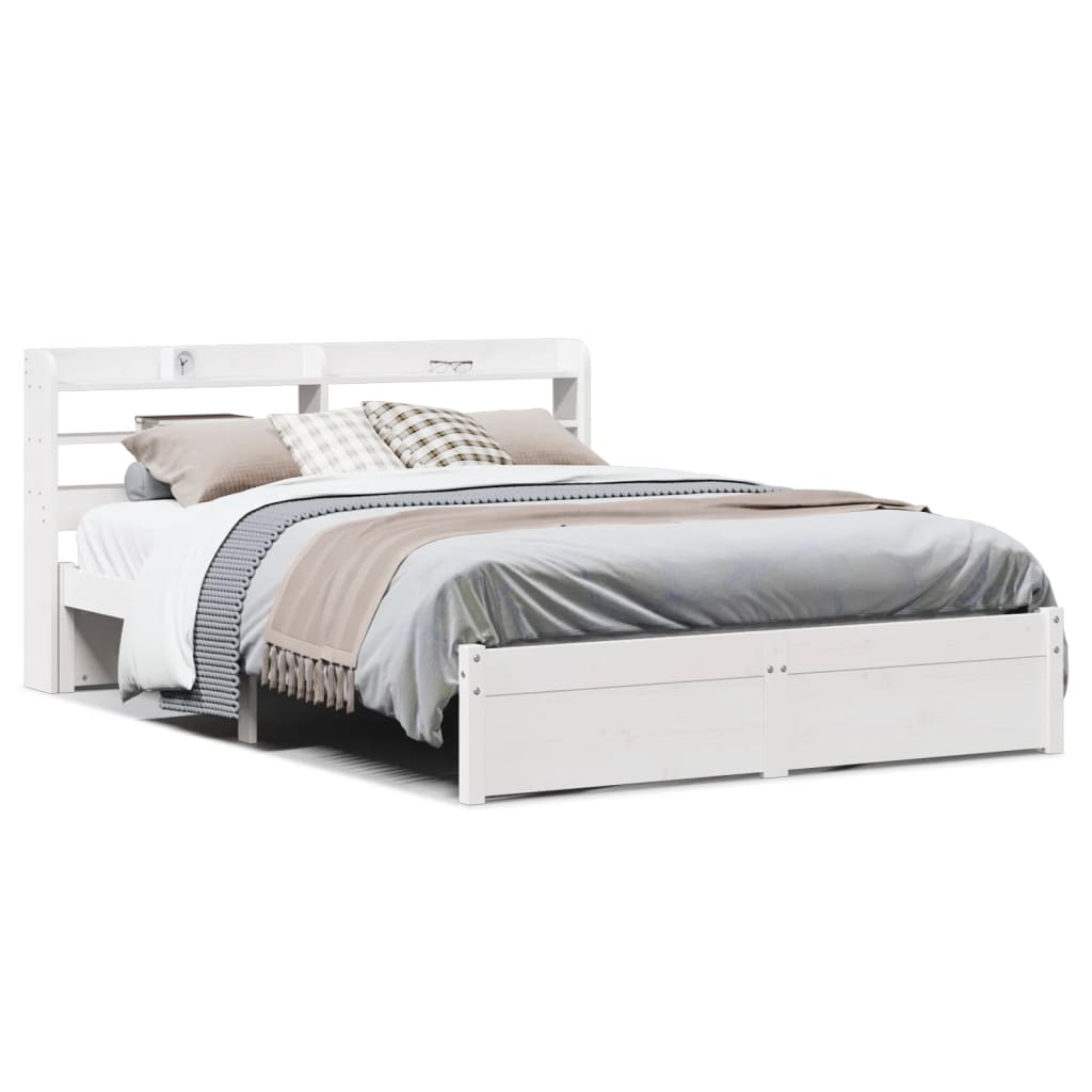 Sengeramme Med Hodegavl Hvit 140X190 Cm Heltre Furu