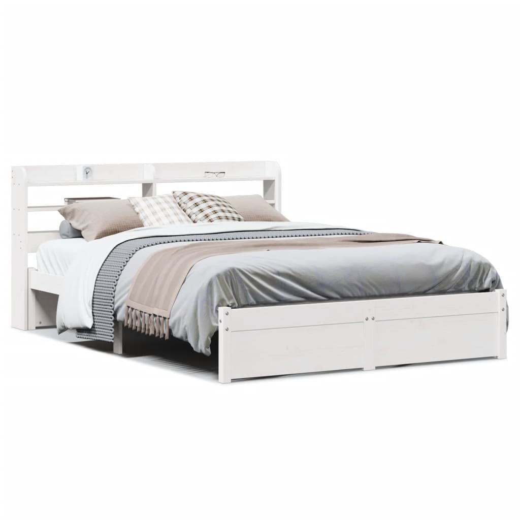 Sengeramme Med Hodegavl Hvit 150X200 Cm Heltre Furu